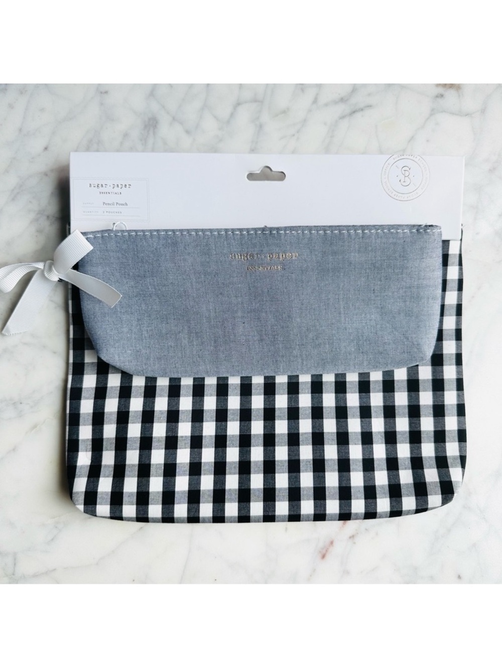 Sugar Paper Essentials Gingham and Chambray Pencil Pouch 2pk